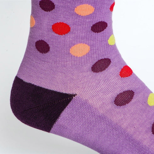 Polka Dot Purple + Pink Cotton Compression Socks